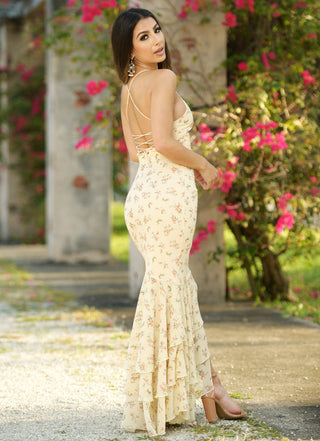 Greta Maxi Dress - Yellow Floral - By Baano