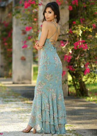 Greta Maxi Dress - Teal Floral - By Baano