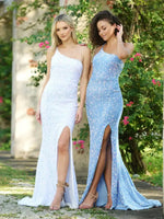 Stardust One Shoulder Sequin Gown - Diamond Blue - FINAL SALE