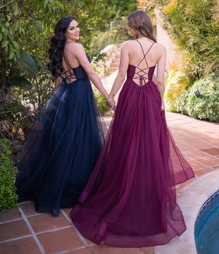 Dani Gown - Mulberry - Tulle A-Line Lace Dress - By Baano
