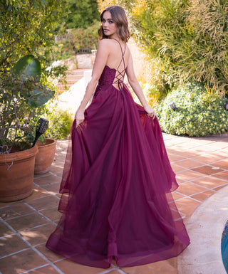Dani Gown - Mulberry - Tulle A-Line Lace Dress - By Baano