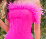 Sloane Corset Gown - Hot Pink Feather