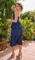 Maeve Corset Midi Dress - Navy - By Baano