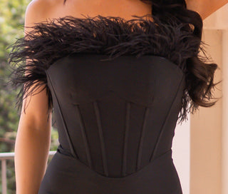 Sloane Corset Gown - Black Feather - By Baano