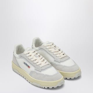 White/grey Leather And Mesh Low CLC Trainer - By Baano
