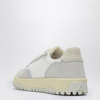 White/grey Leather And Mesh Low CLC Trainer - By Baano