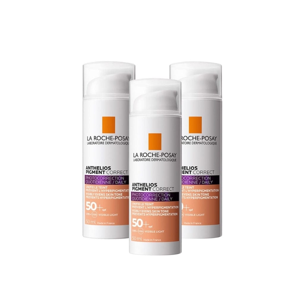 La Roche Posay Anthelios Pigment Correct Sunscreen SPF50+ 50 ml - Medium 3 Pack - By Baano