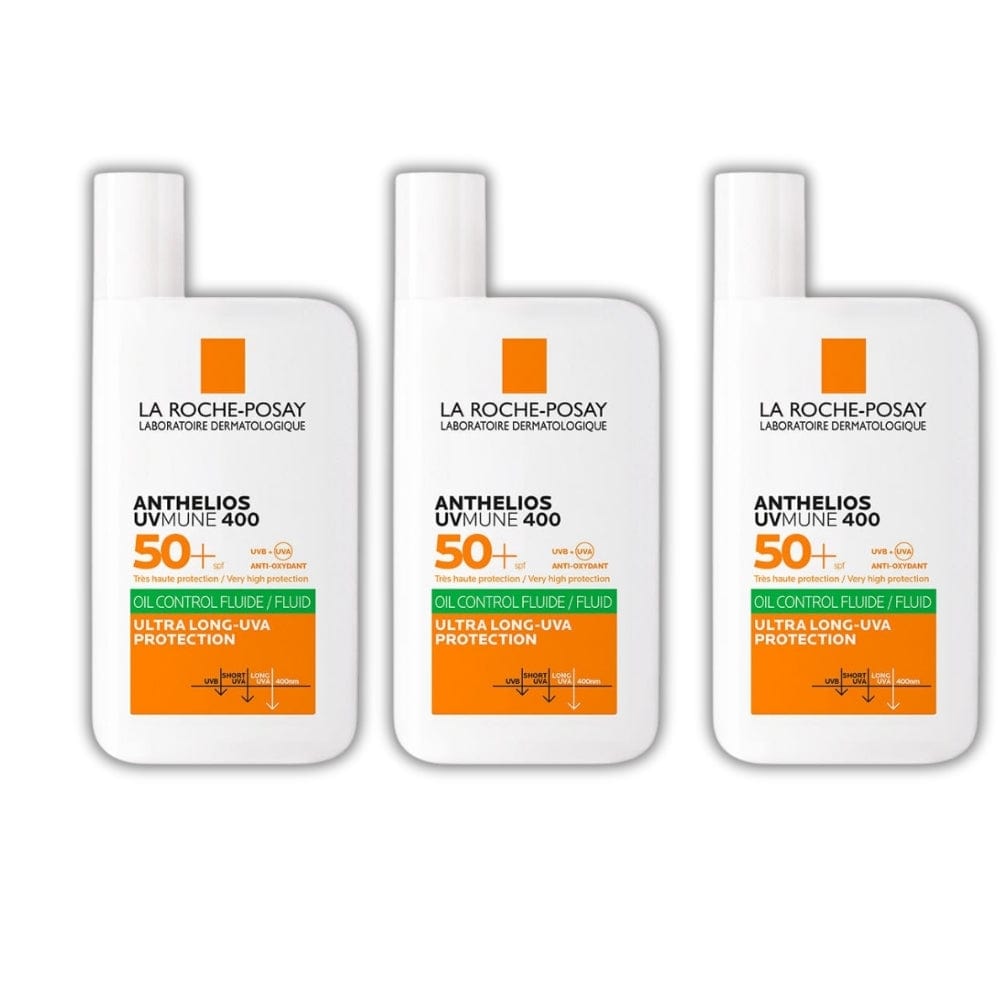 La Roche Posay Anthelios Uvmune 400 Oil Control Invısıble Fluid Sunscreen 50 ml -3 Pack Chivela