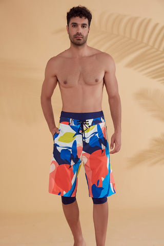 Navy Patterned Men's Shorts S2350 - By Baano