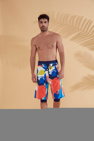 Navy Patterned Men's Shorts S2350 - By Baano