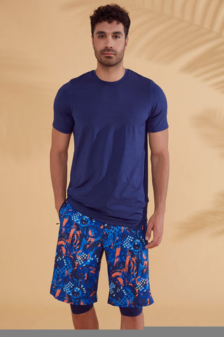 Navy Patterned Men's Shorts S2351 - By Baano