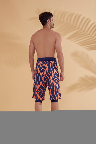 Navy Patterned Men's Shorts S2353 - By Baano