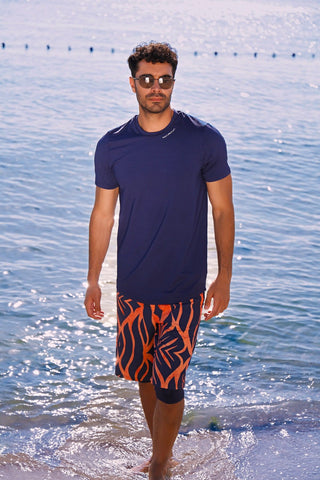 Navy Patterned Men's Shorts S2353 - By Baano