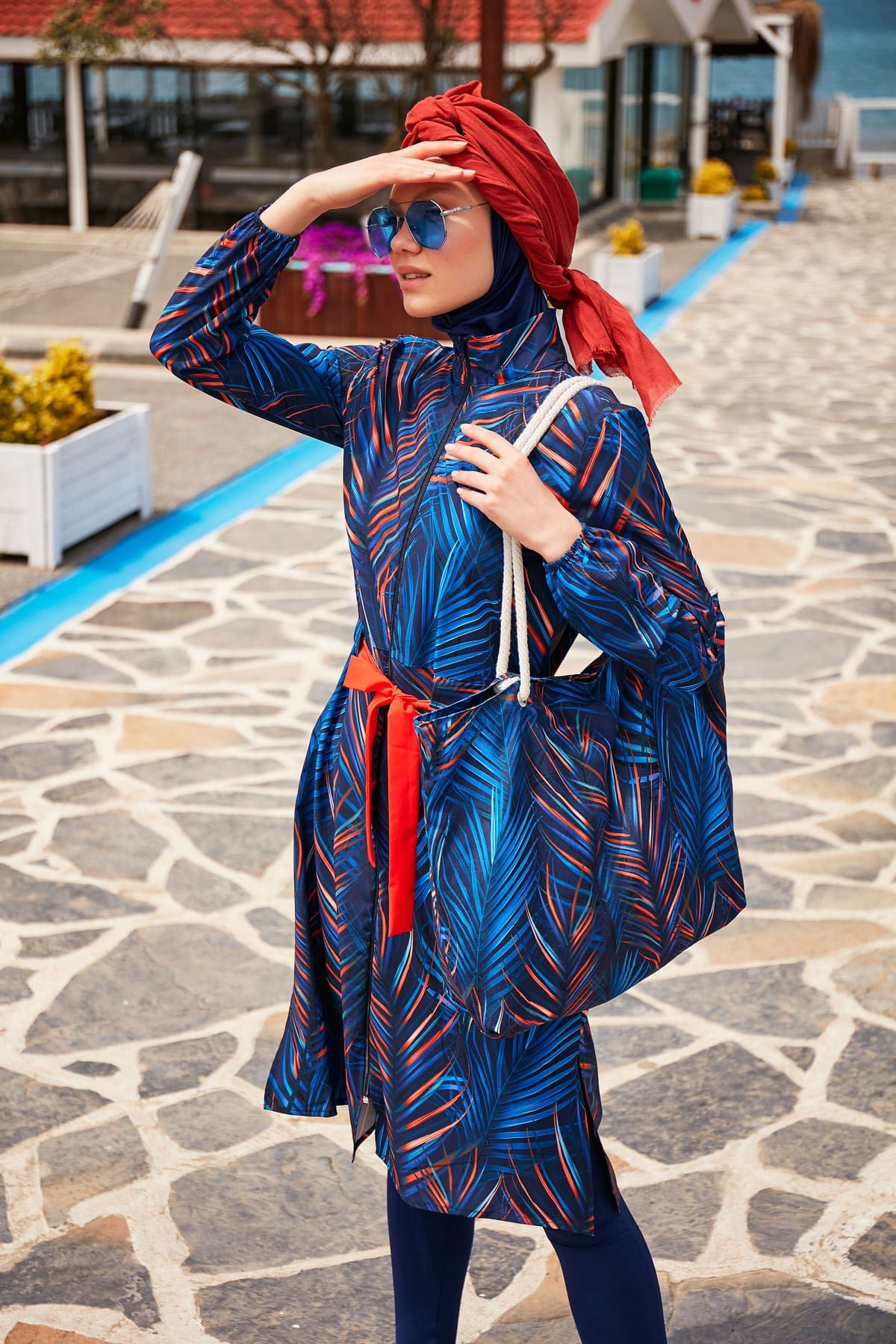 Navy  Beach Bag C2305 Marina Modest