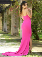 Cameron One Shoulder Gown - Hot Pink