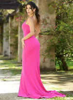 Cameron One Shoulder Gown - Hot Pink