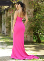 Cameron One Shoulder Gown - Hot Pink