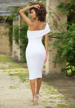 Pierre One Shoulder Sequin Midi Dress - White Multi - FINAL SALE - By Baano