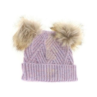 BABY Large Patch Heathered Double Pom C.C Beanie