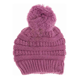 Kids Solid Pom C.C Beanies