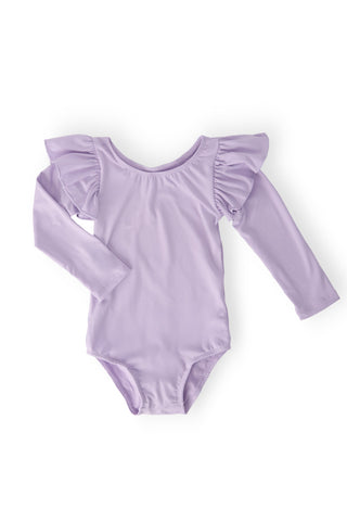 Lavender L/S Flutter Sleeve Leotard - By Baano
