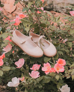 London- Beige Leather Mary Jane Shoes