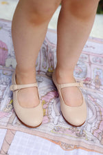 London- Beige Leather Mary Jane Shoes