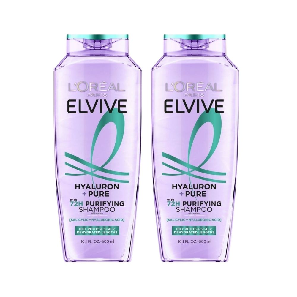Loreal Elseve Hydra [Hyaluronic] Pure Salicylic Acid Anti-Oil Purifying Shampoo 300 ml -2 Pack Chivela