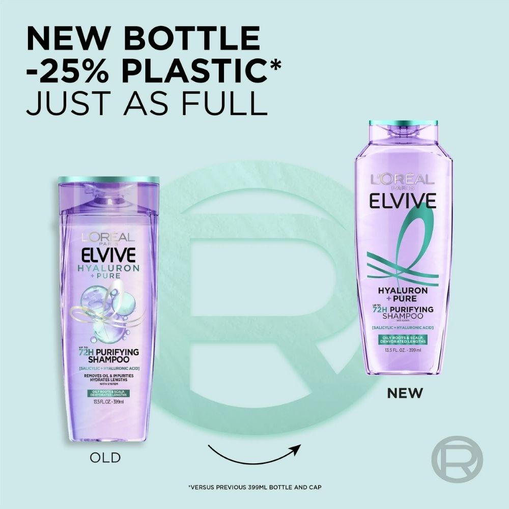 Loreal Elseve Hydra [Hyaluronic] Pure Salicylic Acid Anti-Oil Purifying Shampoo 300 ml -2 Pack Chivela