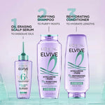 Loreal Elseve Hydra [Hyaluronic] Pure Salicylic Acid Anti-Oil Purifying Shampoo 300 ml -3 Pack Chivela