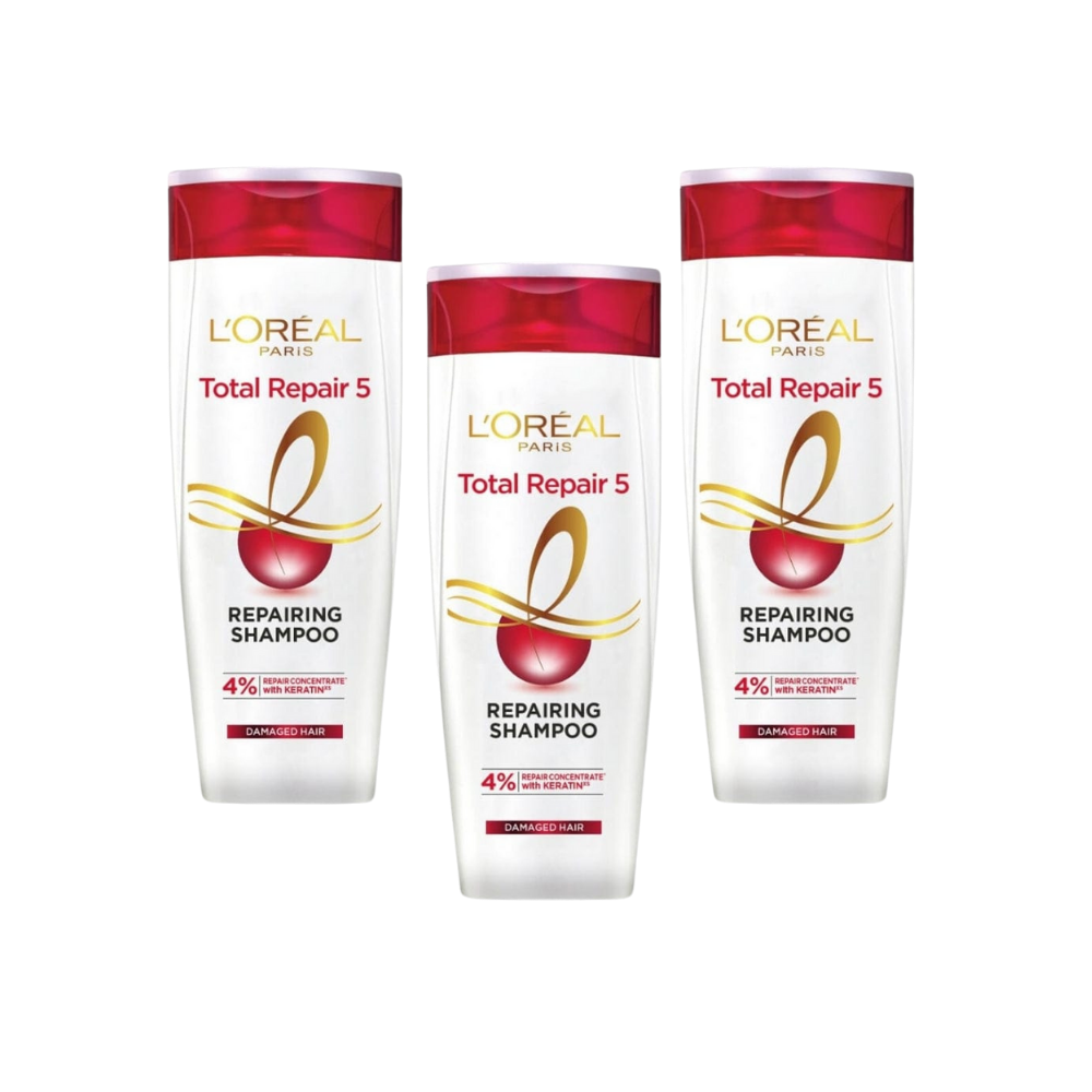 Loreal Paris Elseve Complete Repair 5 Structuring Treatment Shampoo for Damaged Hair 300 ml 3 Pack - By Baano
