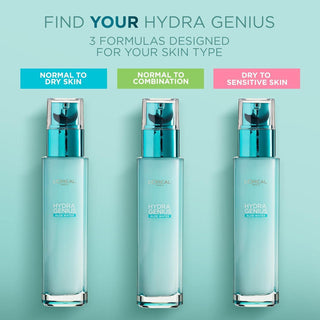 Loreal Paris Hydra Genius Hyaluronic Acid + Aloe Vera Liquid Moisturiser for Normal to Dry Skin, 70ml 2 Pack