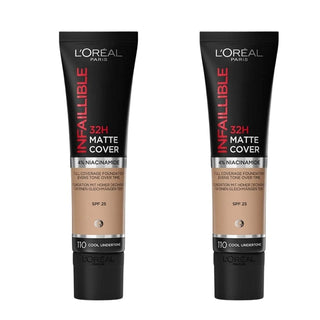 Loreal Paris Infaillible 32 H Matte Cover High Coverage Foundation 30 ml - 110 Cold Undertone 2 Pack