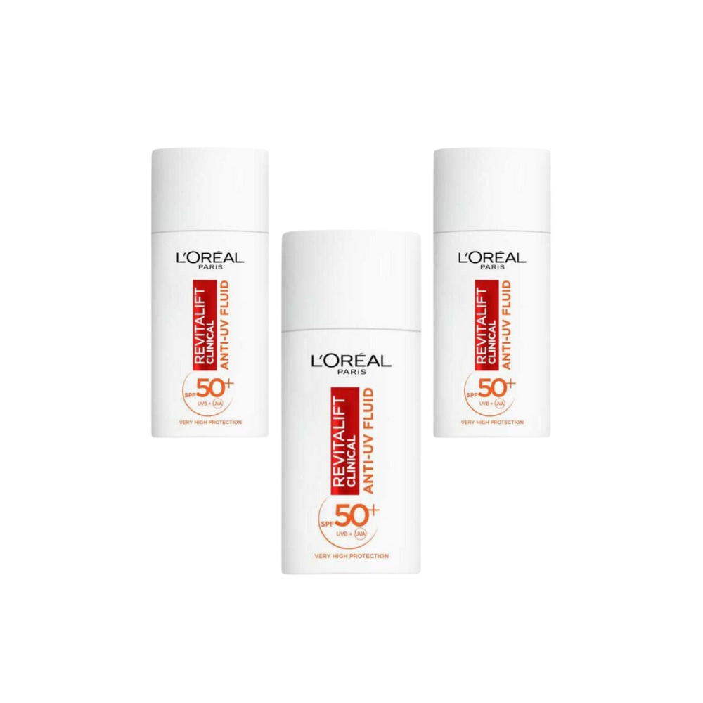 Loreal Paris Revitalift Clinical Spf 50+ Daily High UV Protection Face Sunscreen 50ml 3 Pack - By Baano