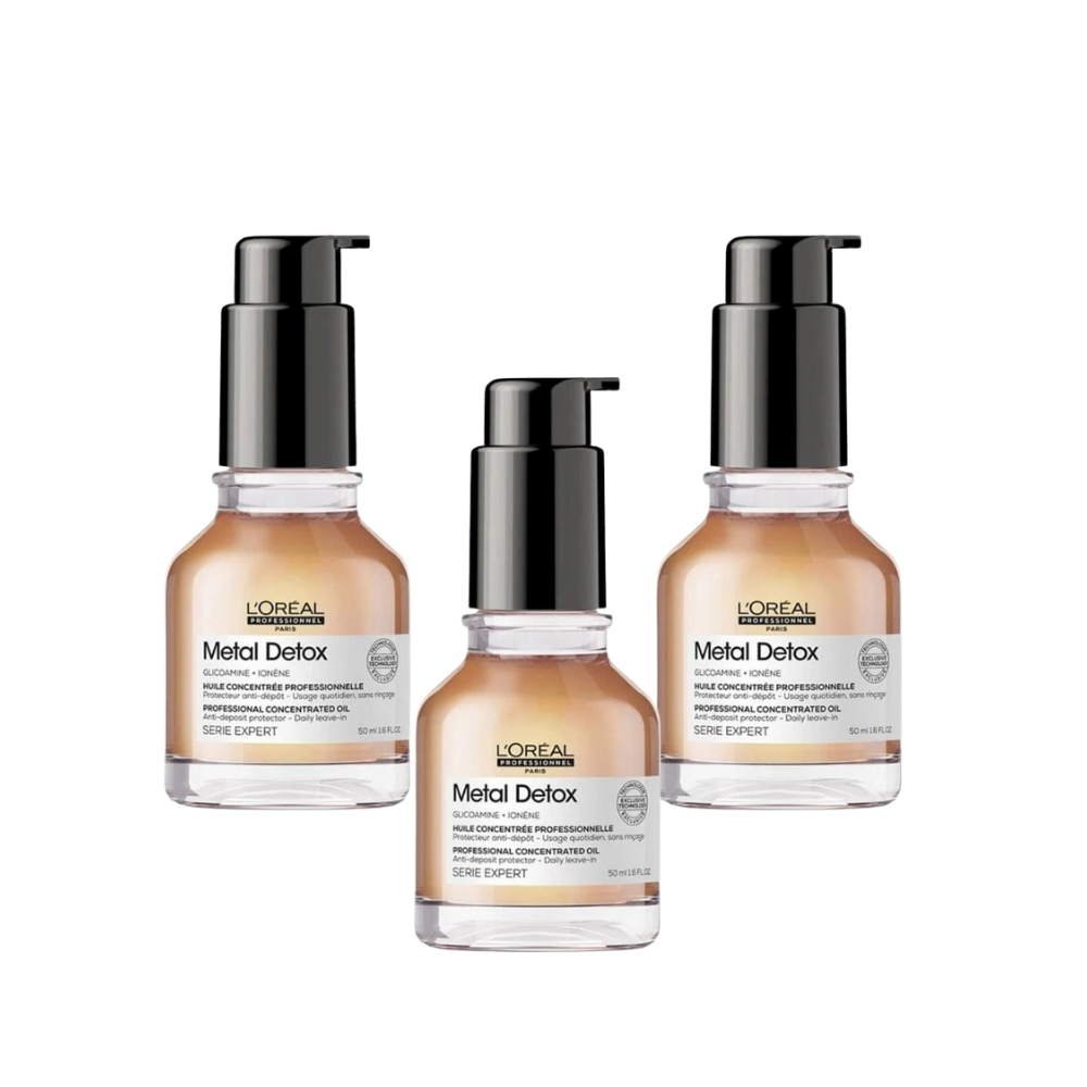 Loreal Professionnel Paris Serie Expert Metal Detox Concentrated Hair Care Oil 50 ml 3 Pack - By Baano
