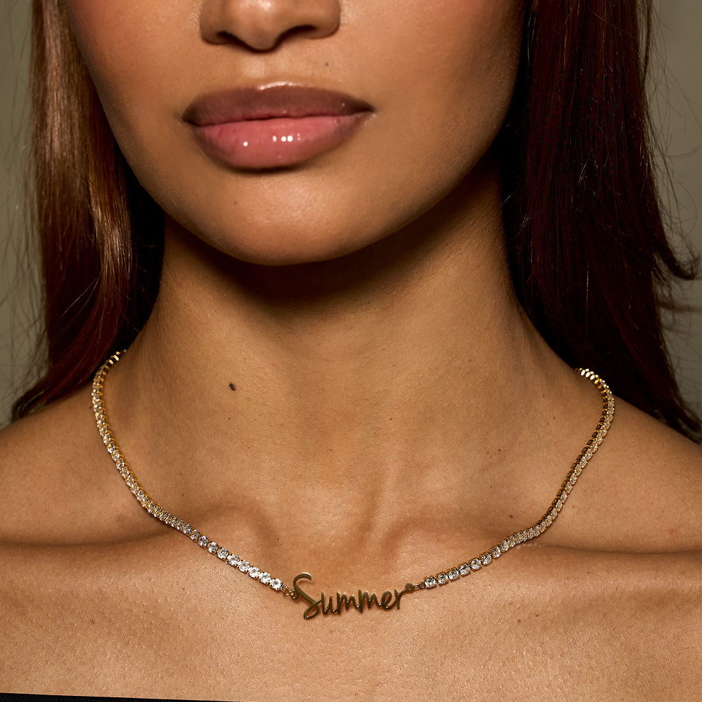 Luxury Script Name Necklace with Tennis Chain
