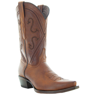 Cheyenne Cowgirl Boots | Women's Snipped Toe Tan Leather Boots (M50041) - By Baano