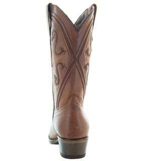Cheyenne Cowgirl Boots | Women's Snipped Toe Tan Leather Boots (M50041) - By Baano