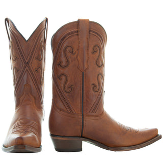 Cheyenne Cowgirl Boots | Women's Snipped Toe Tan Leather Boots (M50041) - By Baano