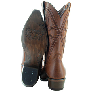 Cheyenne Cowgirl Boots | Women's Snipped Toe Tan Leather Boots (M50041) - By Baano