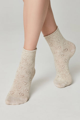 Cotton Linen Socks Conte Classic 542 - Hearts Pattern - By Baano