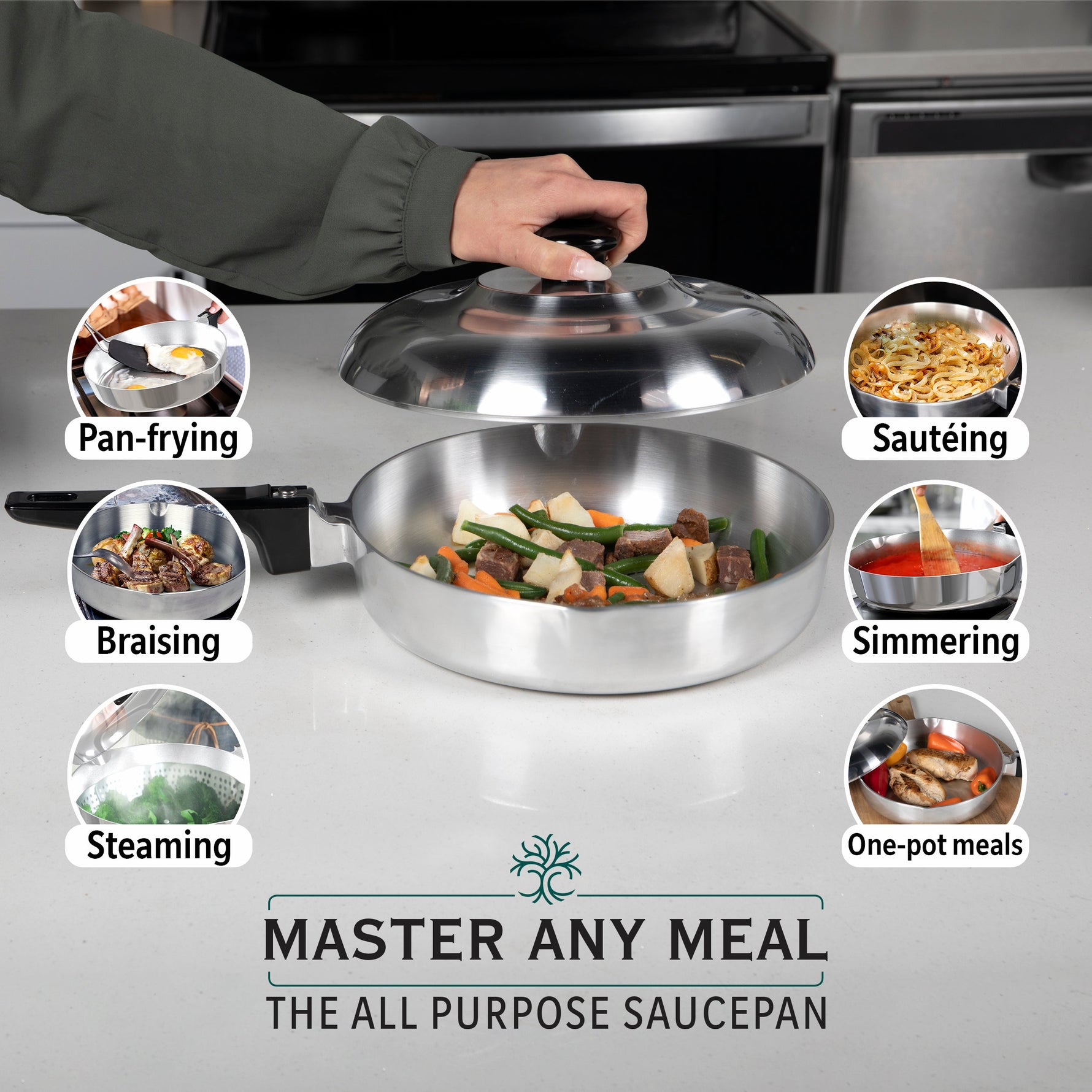 10 Inch Sauté Pan with Lid - By Baano