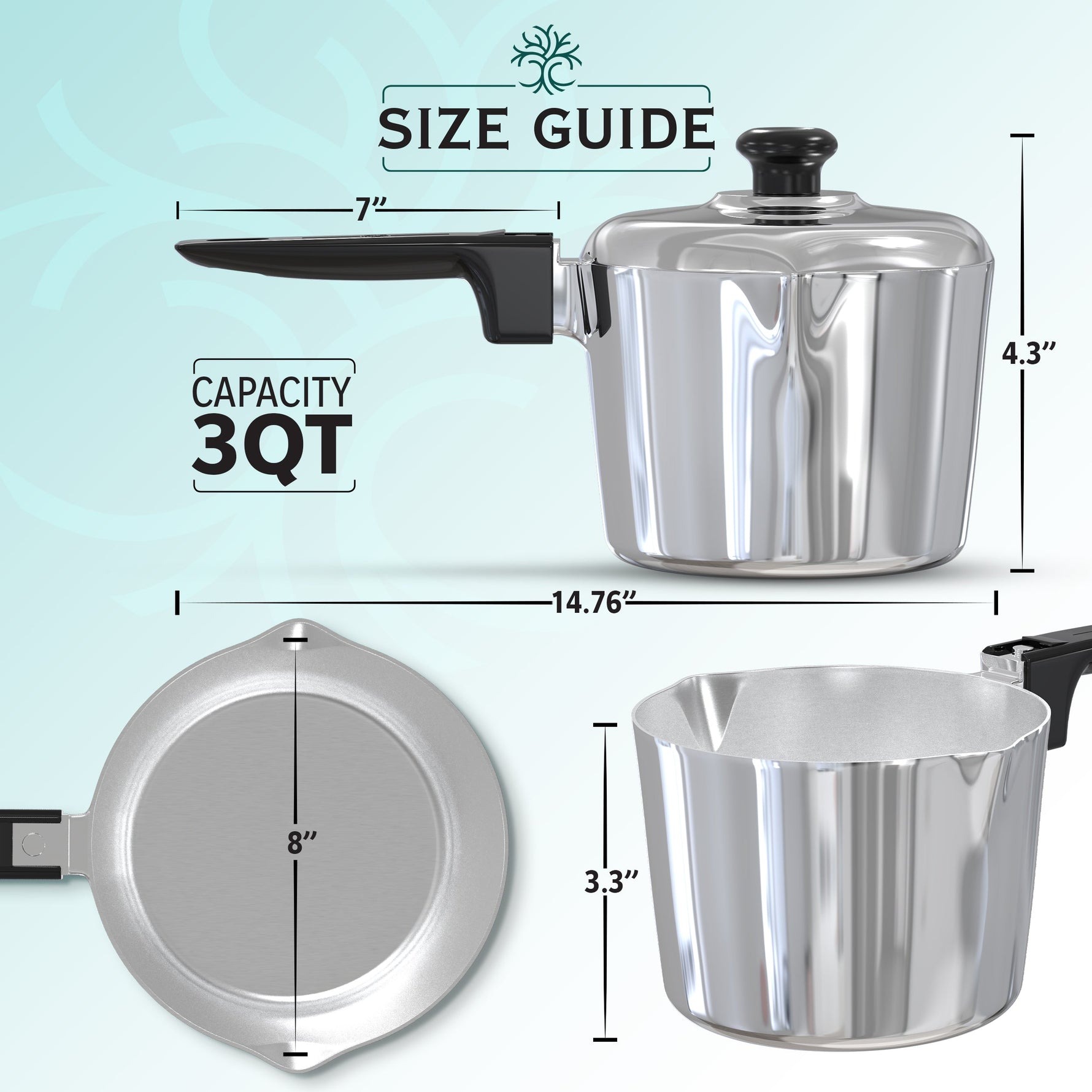 3 Quart Sauce Pan with Lid - By Baano