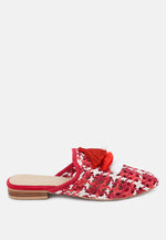 Mariana Woven Flat Mules With Tassels