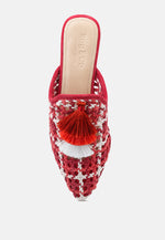 Mariana Woven Flat Mules With Tassels