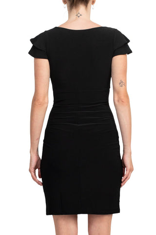 Catherine Malandrino V-Neck Short Sleeve Gathered Side Solid Jersey Dress - By Baano
