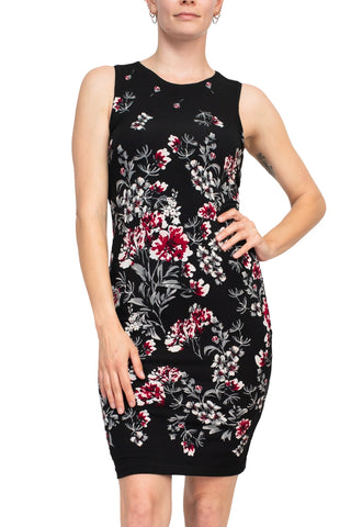 Catherine Malandrino Crew Neck Sleeveless Floral Print Keyhole Back Jersey Dress - By Baano