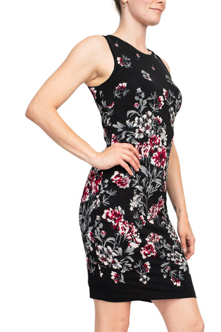 Catherine Malandrino Crew Neck Sleeveless Floral Print Keyhole Back Jersey Dress - By Baano