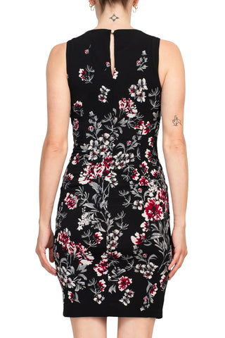 Catherine Malandrino Crew Neck Sleeveless Floral Print Keyhole Back Jersey Dress - By Baano