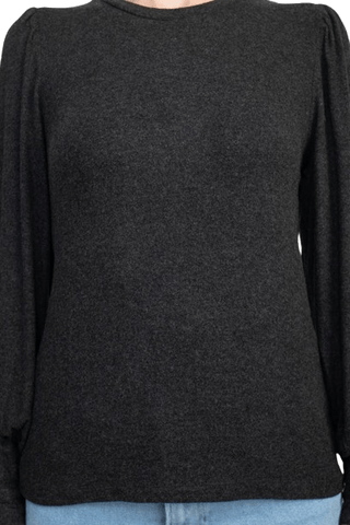 Catherine Malandrino Crew Neck Long Sleeve Elastic Cuff’s Solid Knit Top - Glamourous Grace
